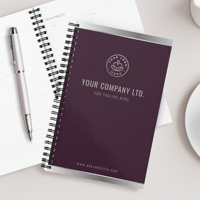 Agenda Logotipo Personalizado Elegante Burgundy Red Silve (Criador carregado)