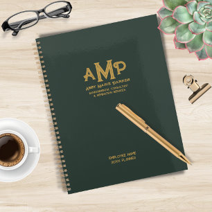 Agenda Logotipo Personalizado Verde e Dourado Monograma d