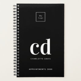 Agenda Logotipo preto branco monograma iniciais negócios