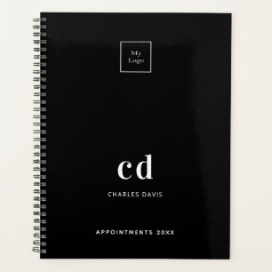 Agenda Logotipo preto das iniciais do monograma branco 20