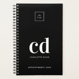 Agenda Logotipo preto das iniciais do monograma branco 20