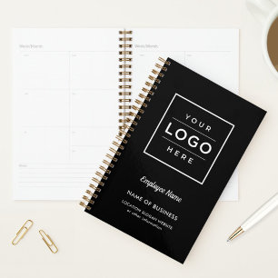 Agenda Logotipo Semanal de Negócios Preto Personalizado