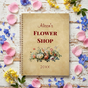 Agenda Loja de Flores Floral Vintage Personalizada