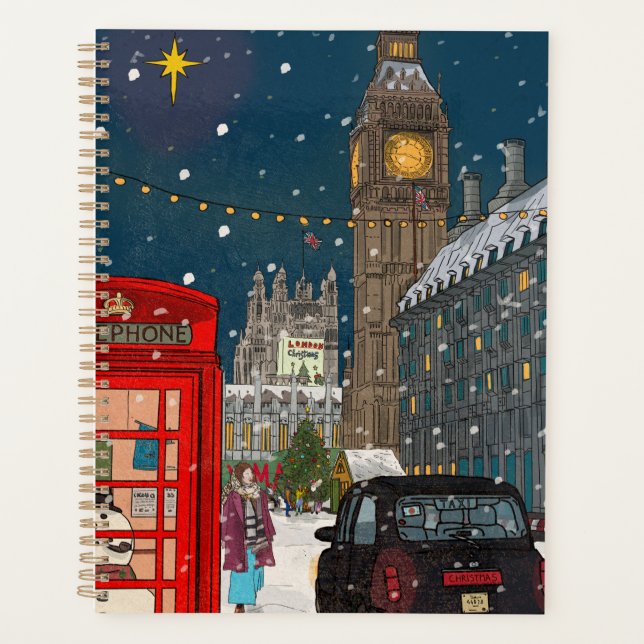Agenda Londres Noite de Natal Cityscape com inspiração re (Frente)