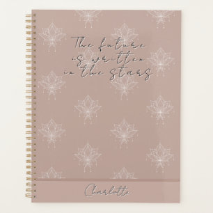 Agenda Lótus Bonito Rosa Elegante Escrito em Estrelas
