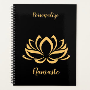 Agenda Lótus Dourado Elegante Zen Yoga Monogrammed