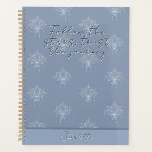 Agenda Lótus Floral Azul Bonito Elegante Siga as Estrelas