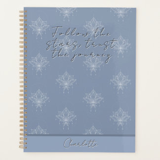 Agenda Lótus Floral Azul Bonito Elegante Siga as Estrelas