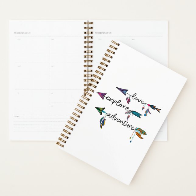 Agenda Love Explore Adventure Arrow Tribal Boho Design (Exibição)