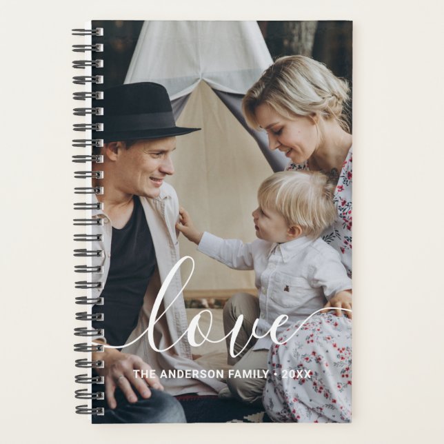Agenda 'Love' Foto personalizada da família com nome pers (Frente)