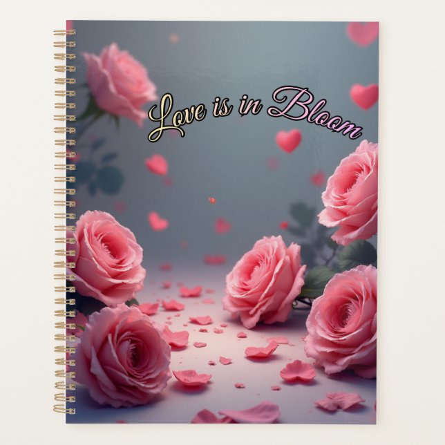 Agenda Love is in Bloom Pink Roses Romantic Valentine's  (Frente)