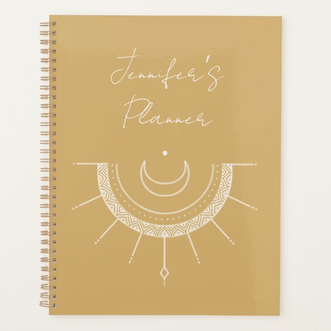 Agenda Lua Amarela Celestial Bonito Personalizada (Frente)