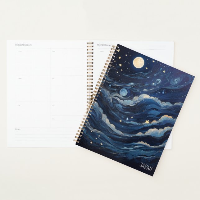 Agenda Lua e estrelas personalizadas (Exibição)
