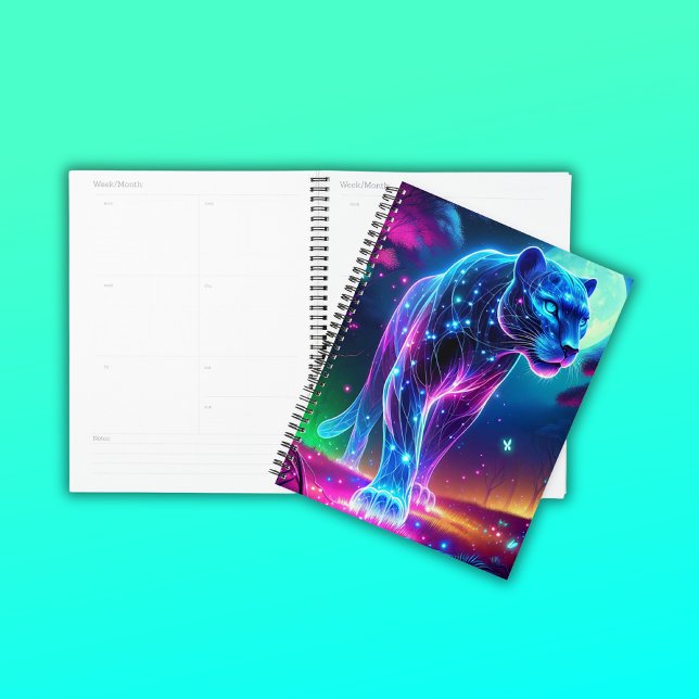 Agenda Lua e Panther Neon Holográfico Coloridos | (Criador carregado)