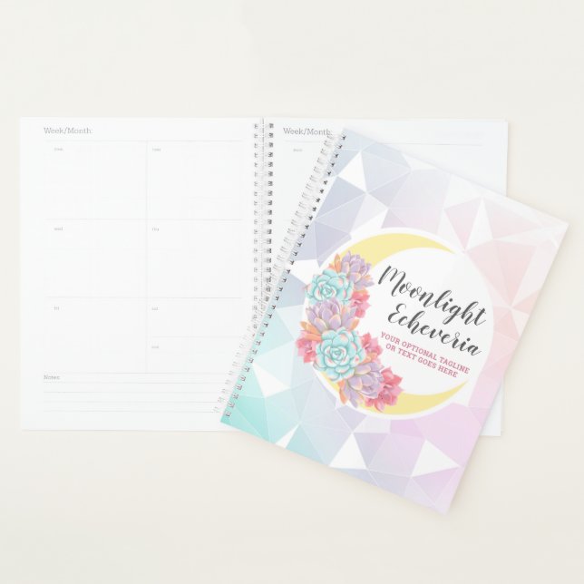 Agenda Lua e Sucultos Pastel Mystic Boho Floral Cactus (Exibição)