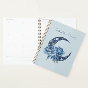 Agenda Lua Floral Azul