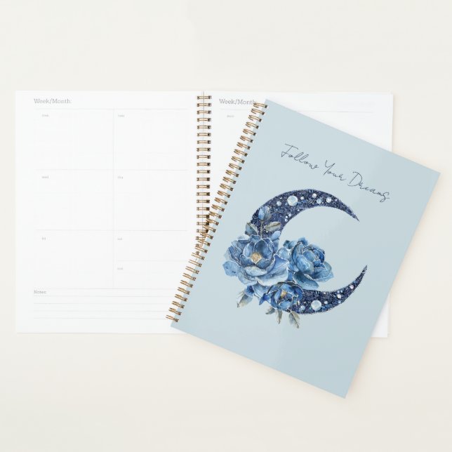 Agenda Lua Floral Azul (Exibição)
