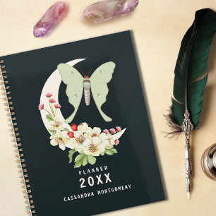 Agenda Luna Moth Floral Moon Personalizado Nome Gótico