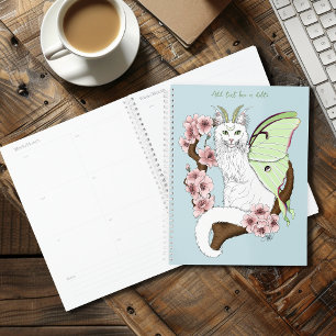Agenda Luna Moth Moon White Cat Green