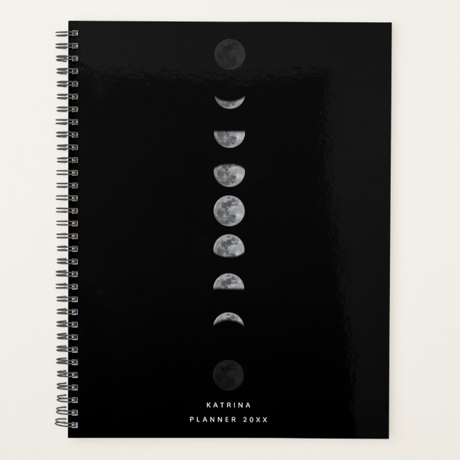 Agenda Lunar Moon Fases Celestial Nome Personalizado (Frente)