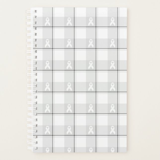 Agenda Lung Cancer Awareness Plaid Planner, White Ribbon (Frente)
