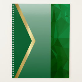 Agenda Luxe Green Geométrico Dourada Abstrato