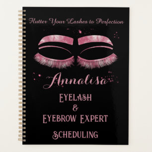 Agenda Lúxo Aquarela Eyelash e Beleza de Ouro, Rosa