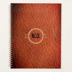 Agenda Luxo Brown Leather Olha Monograma Inglês