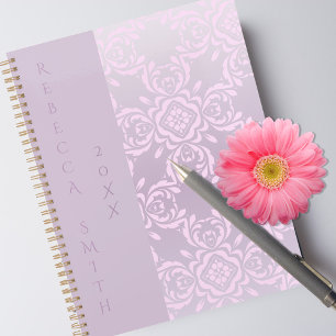 Agenda Luxo Romântico Estilo Leve Padrão Damasco Rosa