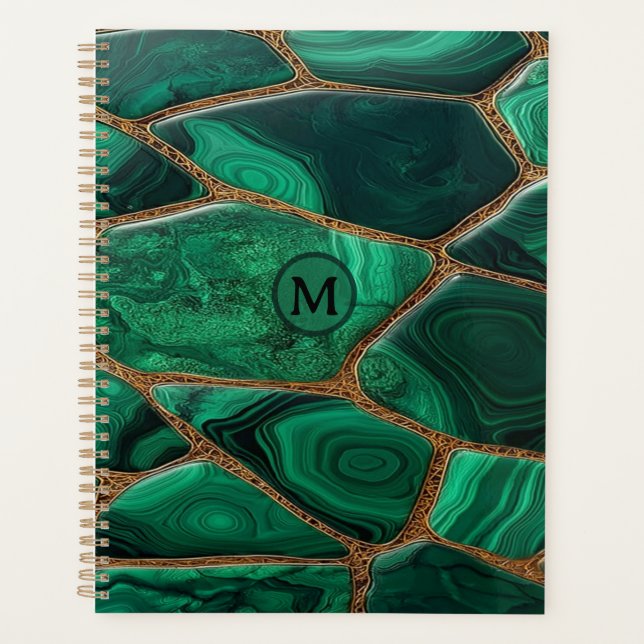 Agenda Luxury Emerald Malachite Green Marble Abstract (Frente)
