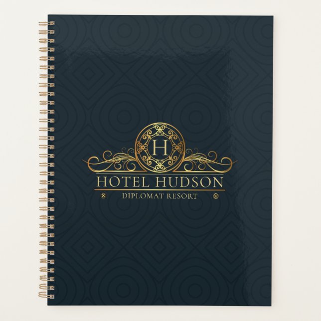Agenda Lúxury Hotel Stationery Dourado Monograma (Frente)