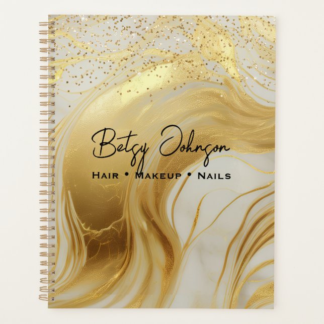 Agenda Luxury Ivory Marble and Gold Glitter (Frente)