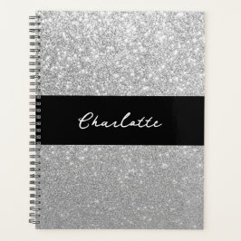 Agenda Luxury Sparkle Silver Glitter Name