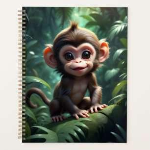 Agenda Macaco-Bebê-Bonito na Ilustração Florestal