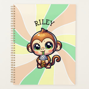 Agenda Macaco Kawaii bonito com chá de bolha personalizad