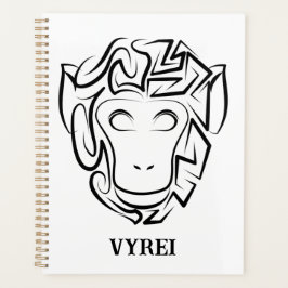 Agenda Macaco preto e branco tribal