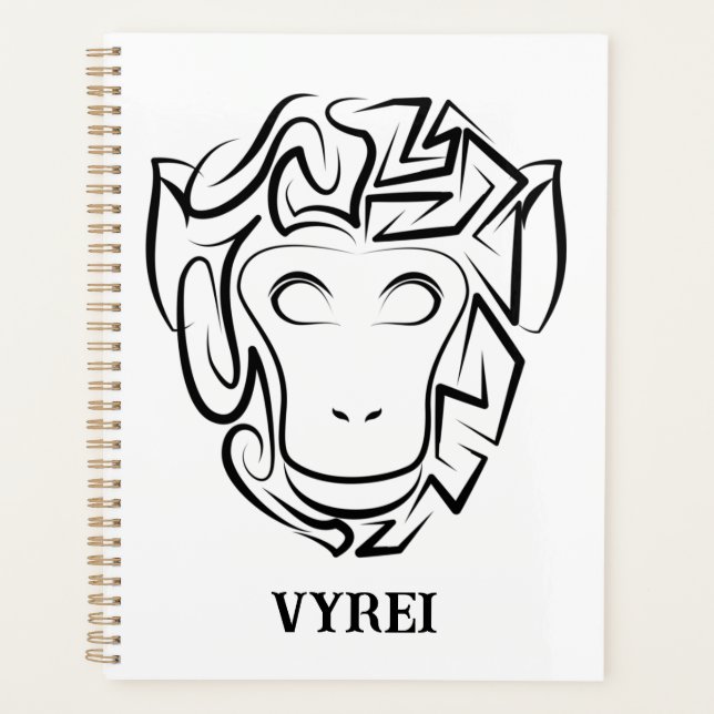 Agenda Macaco preto e branco tribal (Frente)