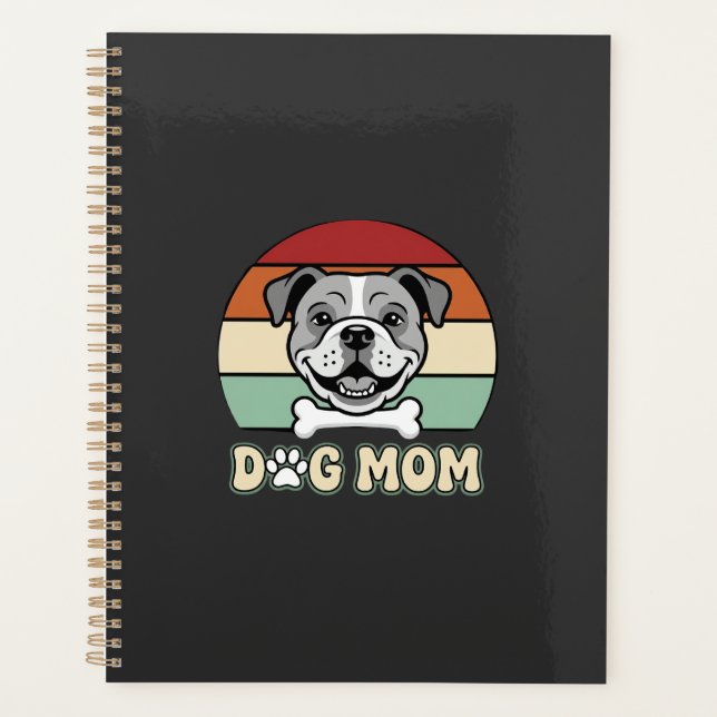 Agenda Mãe de Cachorro Retro Bulldog Vetor (Frente)