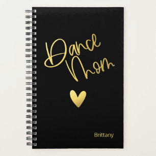 Agenda Mãe de dança Dourada e negra personalizada