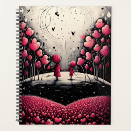 Agenda Mãe e Corações Infantis Brancos e Vermelhos