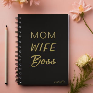 Agenda Mãe Esposa Chefe Citação I Típica Preta e Dourada