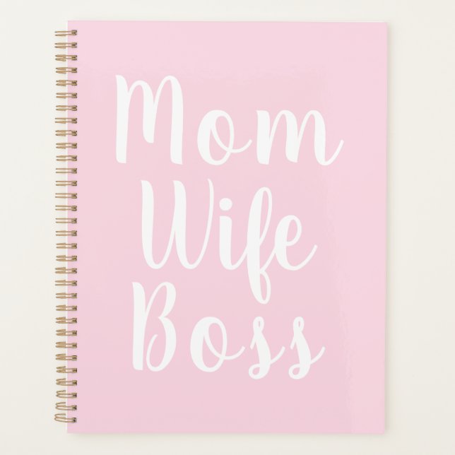 Agenda Mãe esposa chefe rosa claro de roteiro personaliza (Frente)