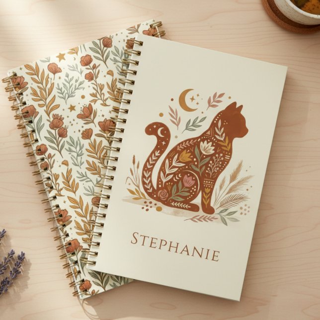 Agenda Mãe Felina Botânica Organizada (Floral cat planner)