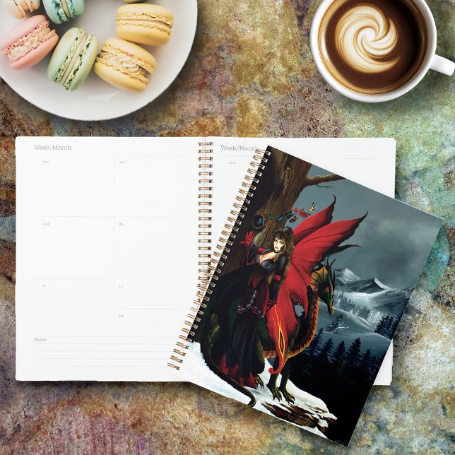 Agenda Mãe Natureza Fantasia do Dragão Fada Vermelho da P (Criador carregado)