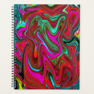 Agenda Magenta, Vermelho e Abstrato Azul na Groovy Retro