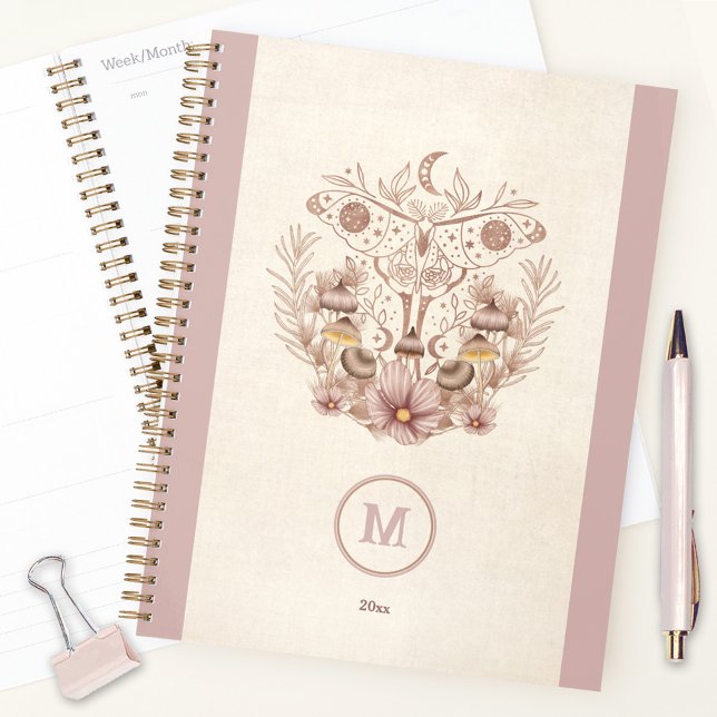 Agenda Magia Celestial Mushroom Moth Boho (Magical Celestial Mushroom Moth Moon Boho Planner)