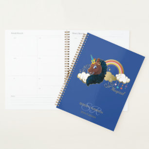 Agenda Magical o Unicórnio Arco-íris e Nuvens Design