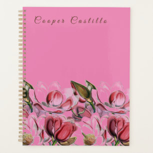 Agenda Magnolias de Caligrafia Profissional Simples Rosa