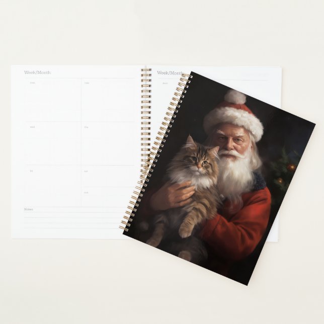 Agenda Maine Coon com Papai Noel Natal Festivo (Exibição)
