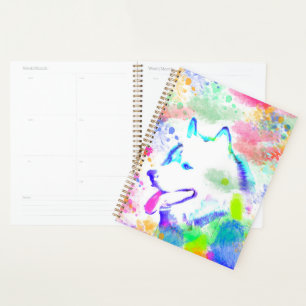 Agenda Malamute Dog Watercolor Retrato